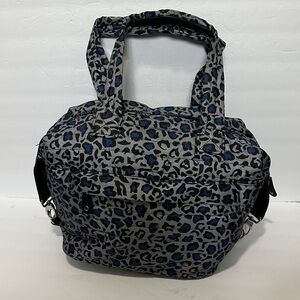 SONDRA ROBERTS Stylish Squared Leopard Print Tote Bag - Gray and Blue EUC